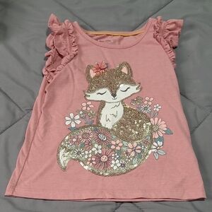 Haute Hippie Pink Ruffle Sleeve Fox Graphic Tank